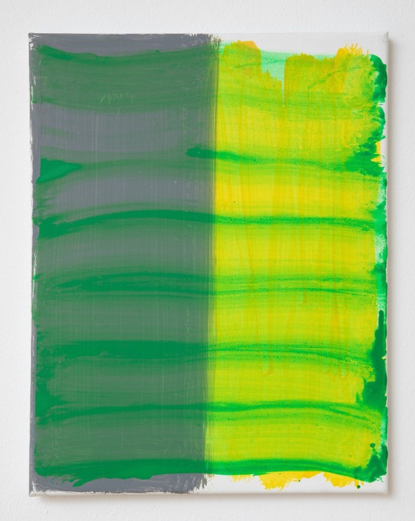 Diese Lein-wand wurde vom Künstler mit Acrylfarbe bemalt. Die verschiedenen Farben wurden unter-schiedlich aufgetragen.